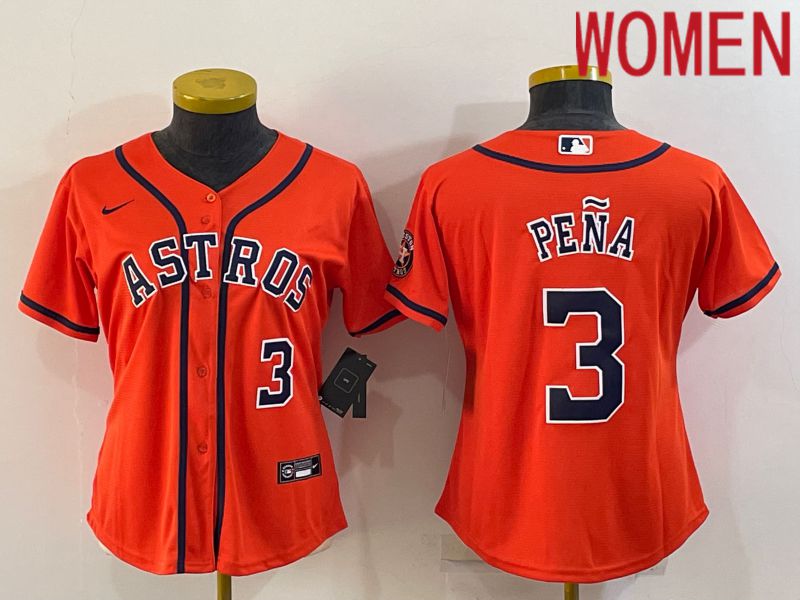 Women Houston Astros #3 Pena Orange Game Nike 2022 MLB Jerseys->youth mlb jersey->Youth Jersey